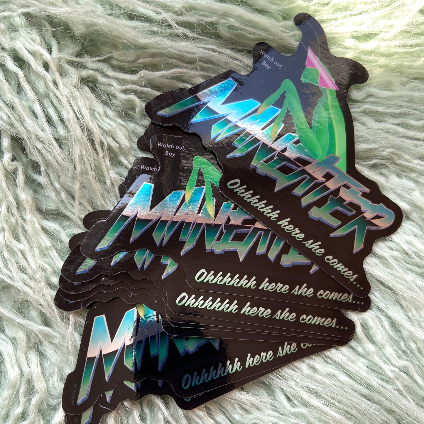 Maneater Preying Mantis Chrome Vinyl Sticker