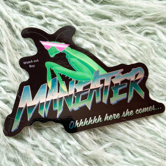 Maneater Preying Mantis Chrome Vinyl Sticker