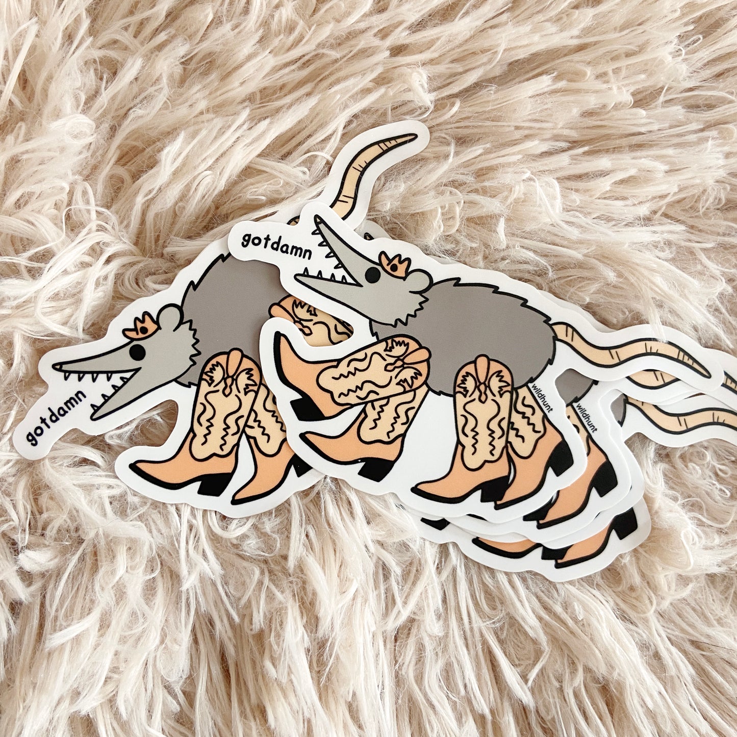 Cowboy Opossum Vinyl Sticker