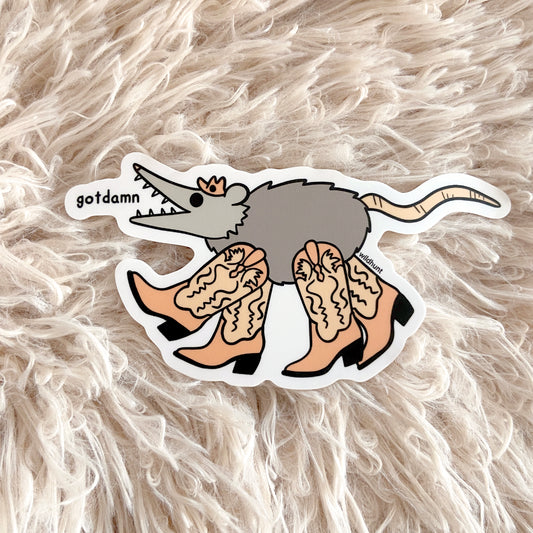 Cowboy Opossum Vinyl Sticker