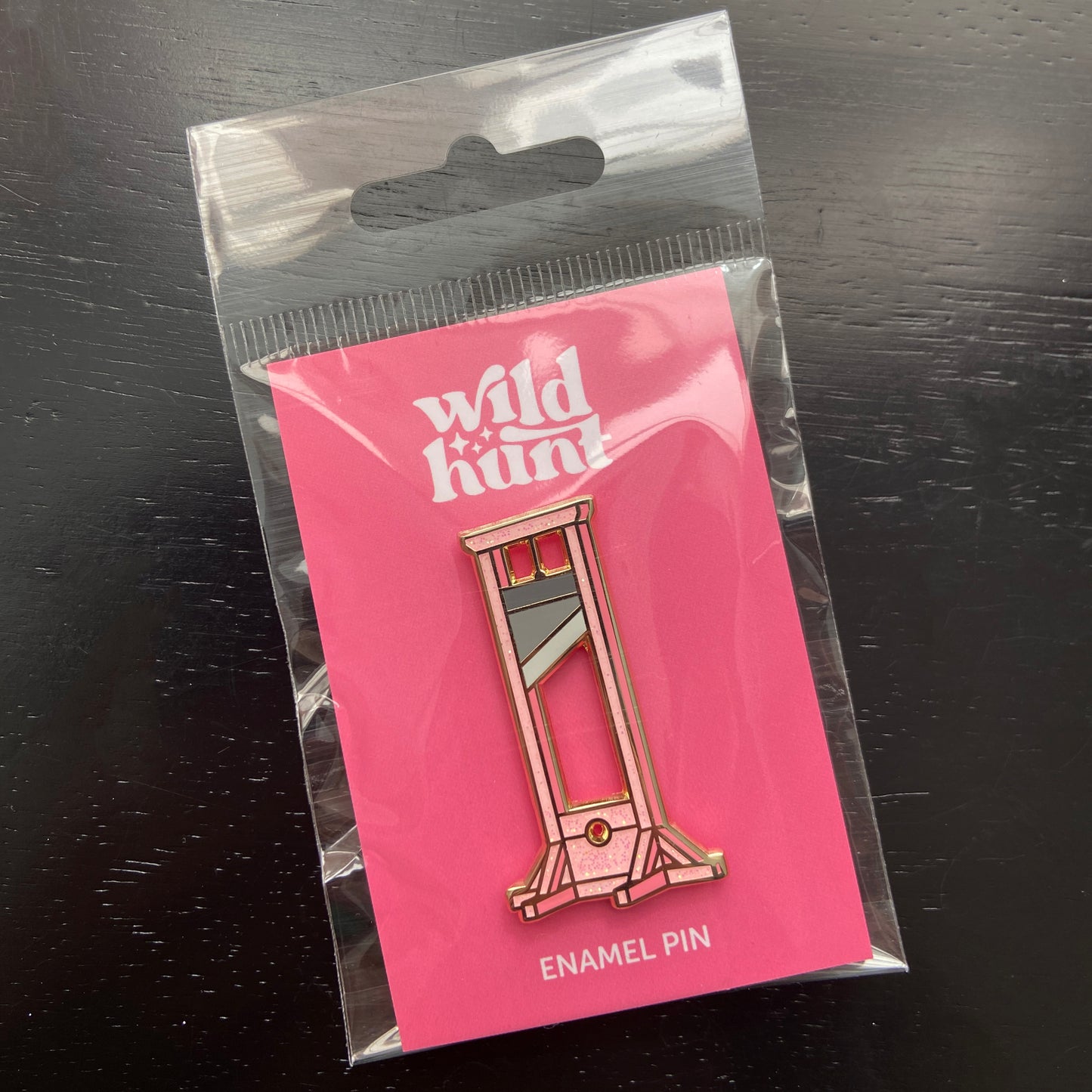 Pink Glitter Guillotine Enamel Pin