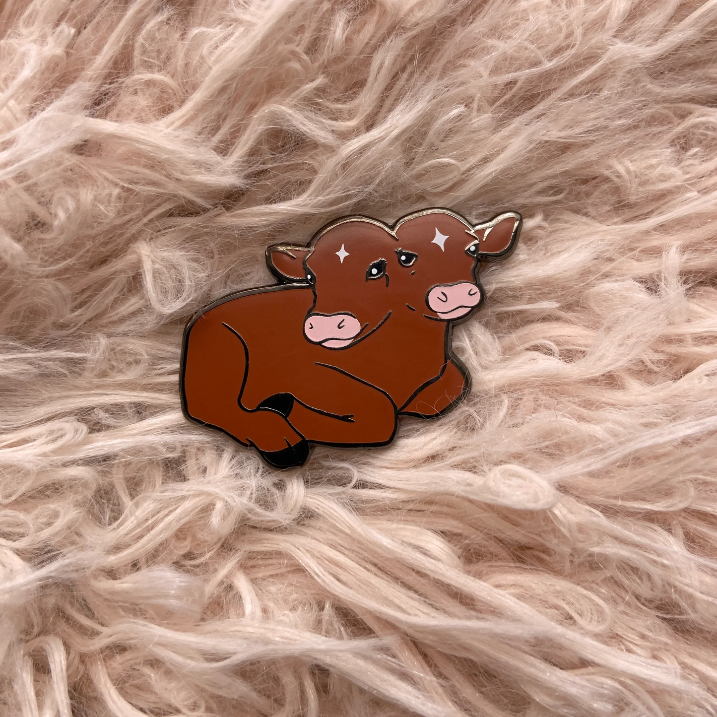 Red-Brown Two-Headed Calf Enamel Pin