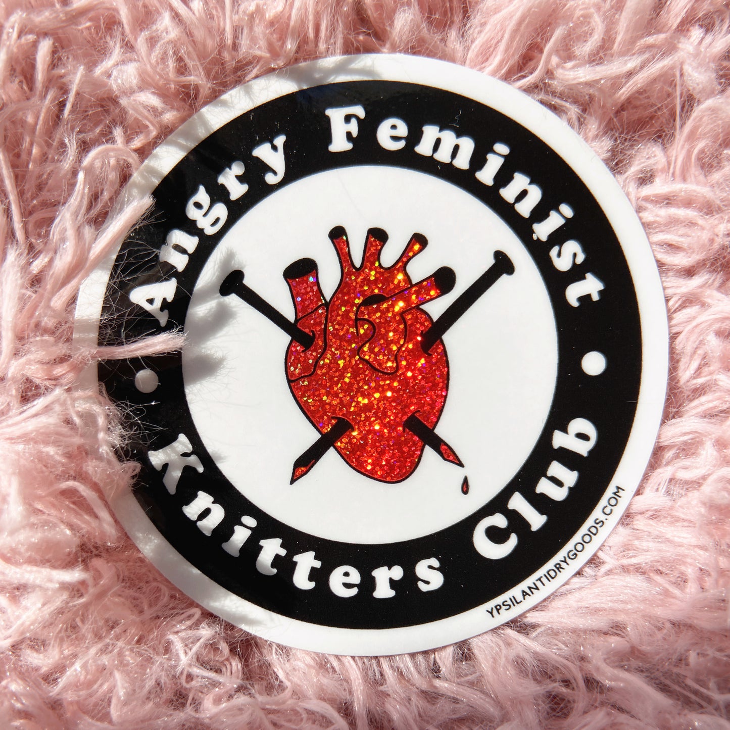 Angry Feminist Knitters Club Glitter Sticker