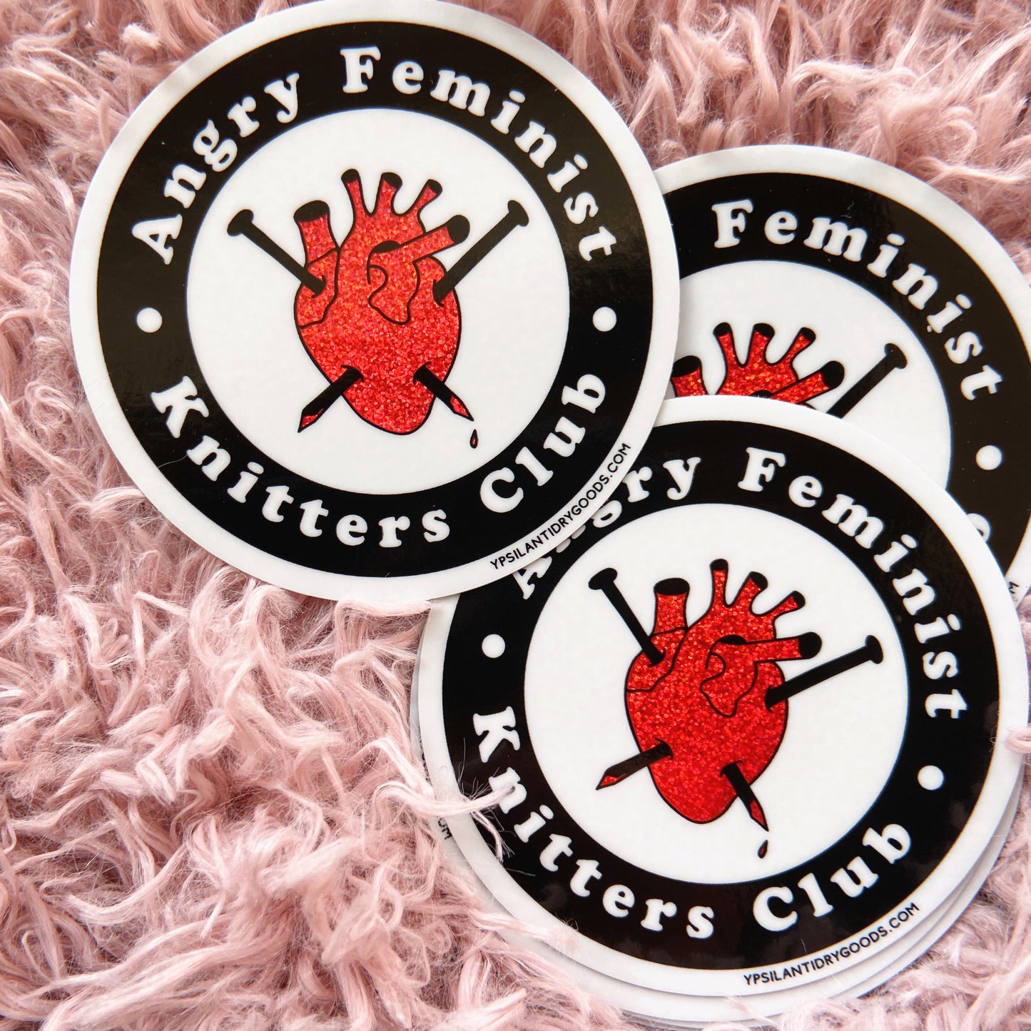 Angry Feminist Knitters Club Glitter Sticker