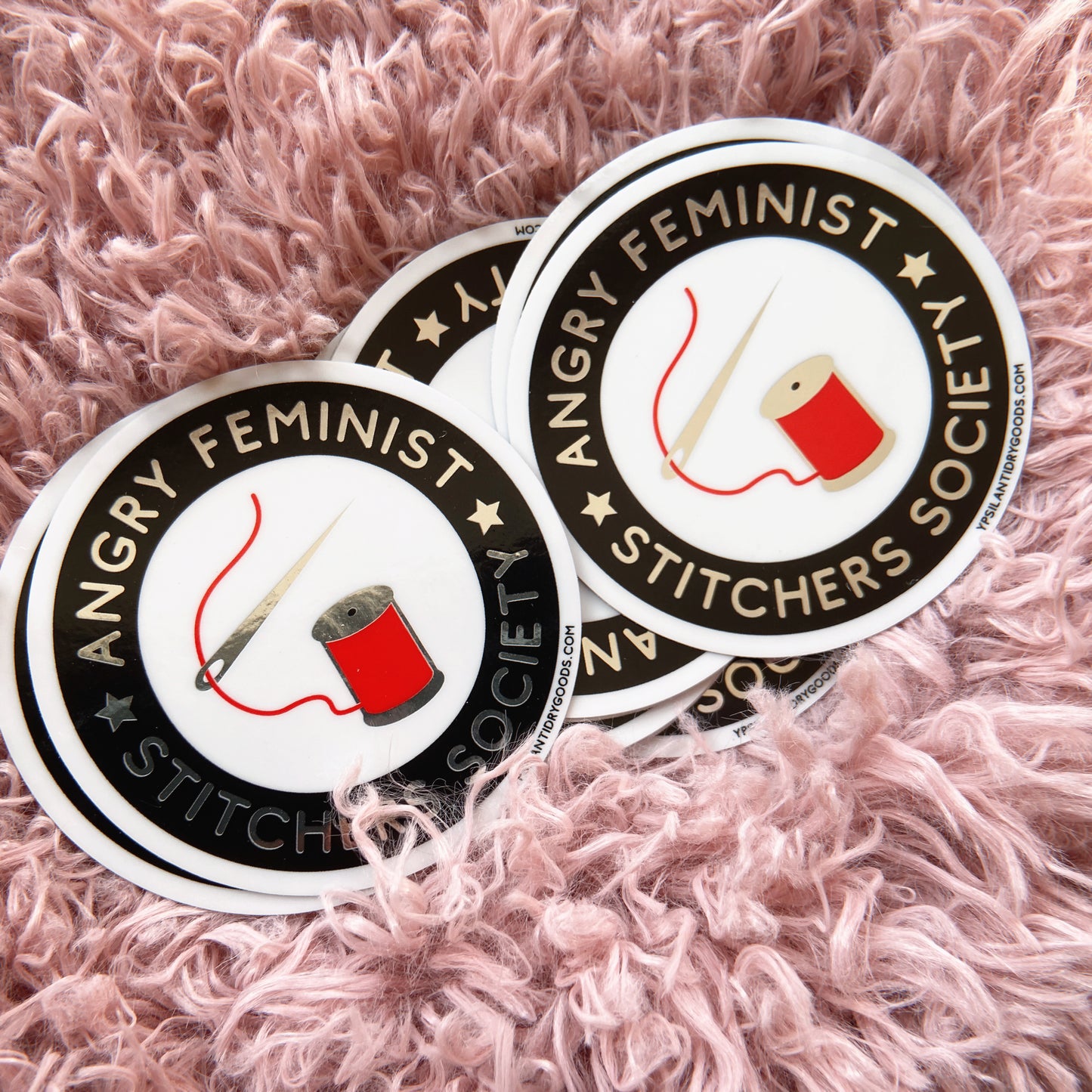 Angry Feminist Stitchers Society Chrome Sticker