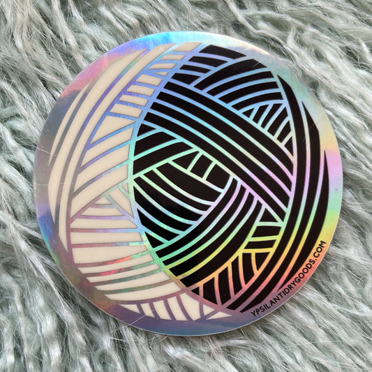 Knitting Moon Holographic Sticker
