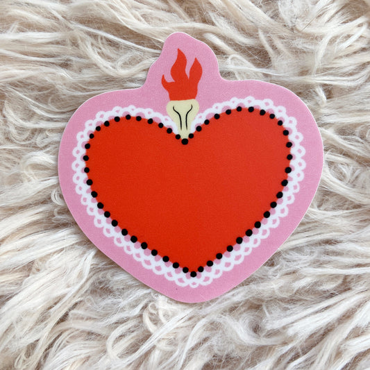 Flaming Heart Vinyl Sticker