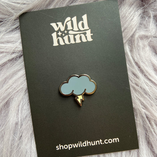 Storm Cloud with Lightning Mini Enamel Pin - Board Filler