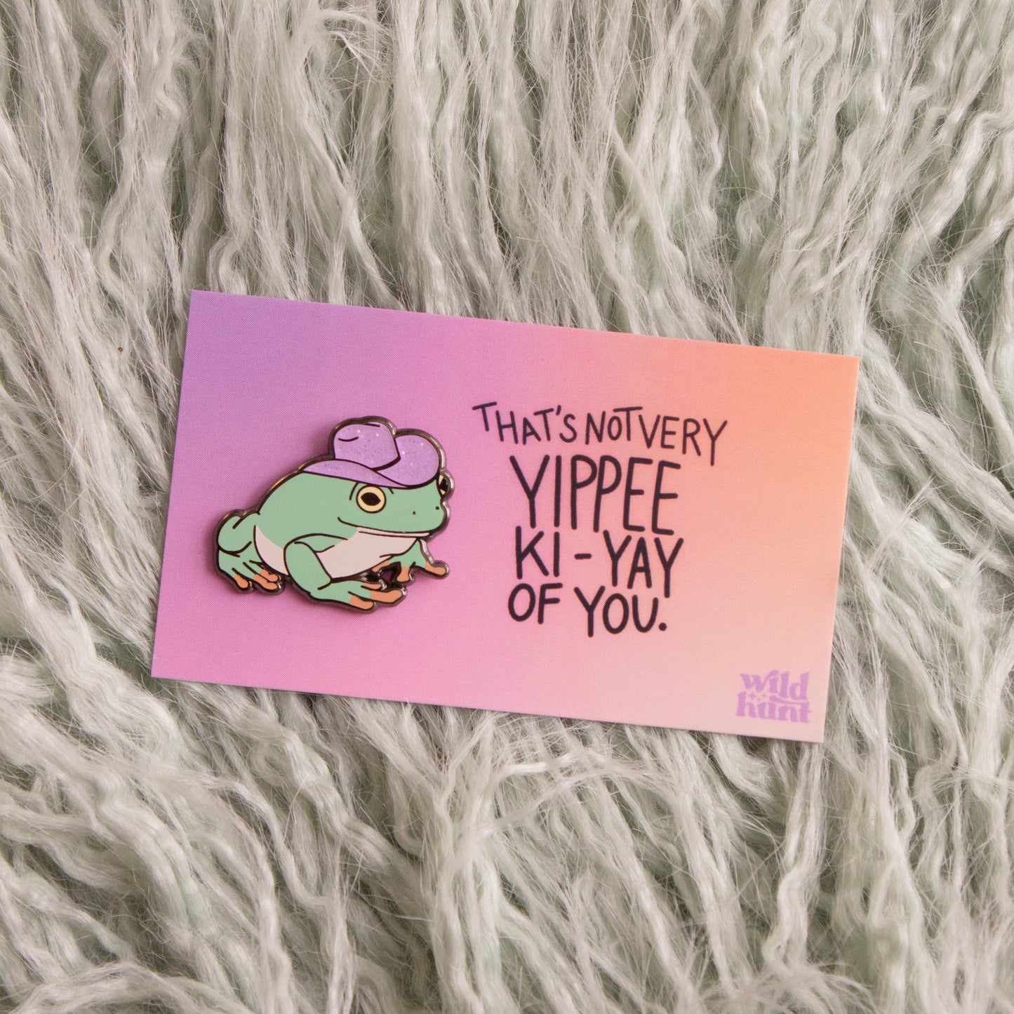 Cowgirl Frog Enamel Pin - Green