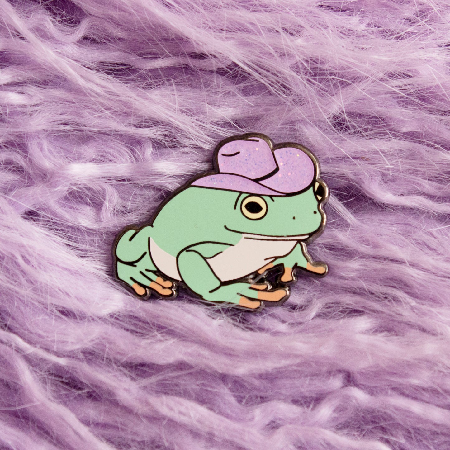 Cowgirl Frog Enamel Pin - Green