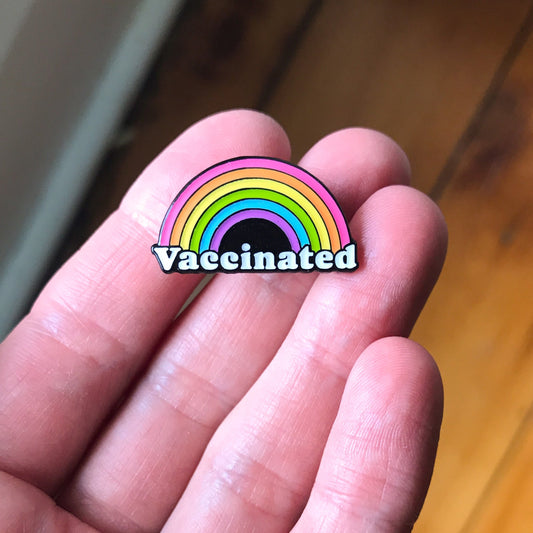 Vaccinated Rainbow Enamel Pin - 90's Edition
