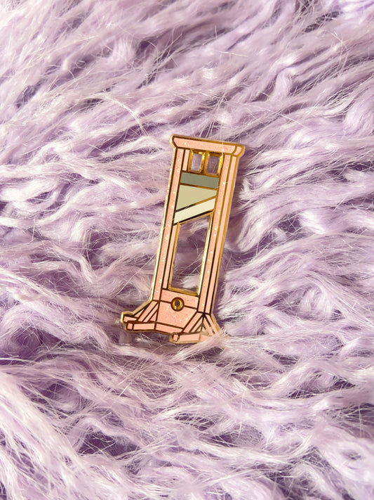 Pink Glitter Guillotine Enamel Pin