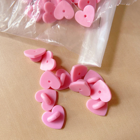 Pink Rubber Heart Pin Backers - 5qty